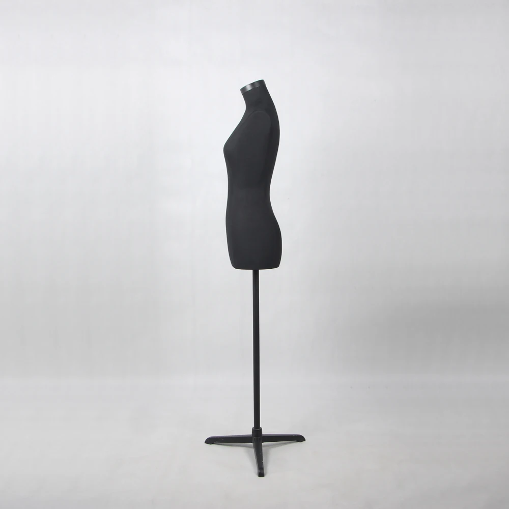 Wholesale Price Black Fabric Pu Foam Female Half Body Form Mannequin Lady  Dress Bust Manikin Torso Mannequins