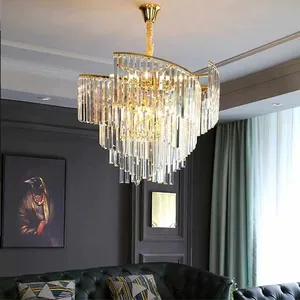 Restaurant Minimalist Luxury Home Lamp Dining Room Fixture Crystal Pendants Light Chandelier Hanging Ceiling Living Contemporary