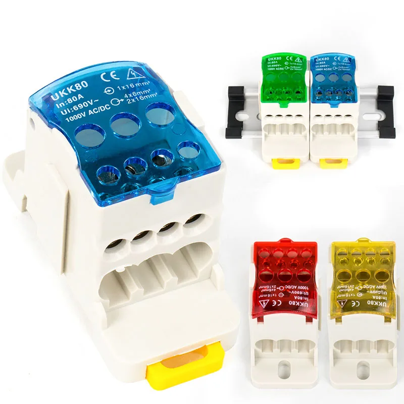 CE RoHS Terminal Block 1 in Many Out Din Rail Distribution Box UKK80A