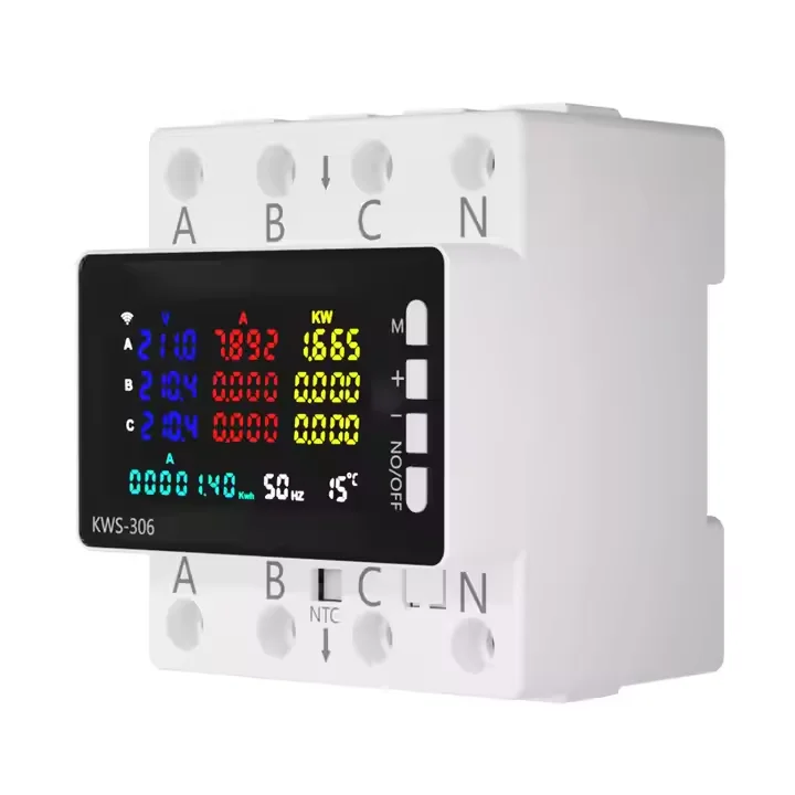 Stroom Monitoring Compteur Electrique Triphasé BuyWeek Tuya KWS-306WF Digitale Multifunctionele Stroommeter, 3 Fasen, 80 A, 220 VAC Digitale Stroommeter, Uitschakelgeheugen, Oververhittingsbeveiliging, Bescherming Tegen Compteur Triphasé 3 Fasen