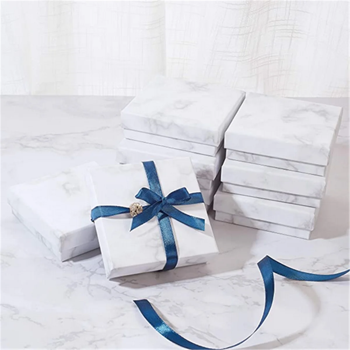 Customized Marble Design square Shape Luxury Cardboard Packaging Box Jewelry Custom logo for Christmas