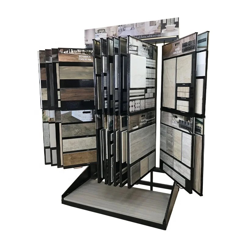 TurboPivotPro Metal Rotating Shelf Ceramic Tile Rack Double Sided Exhibition