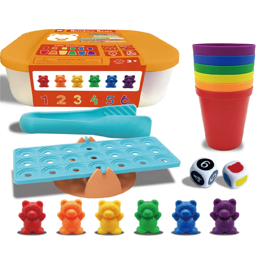 counting bears with stacking cups montessori