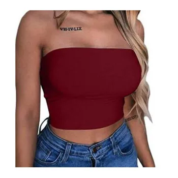 A2167 Solid Strap Tube Top Women's Sleeveless Backless Black White Short Tops 2021 Summer Camis Beach Style Girl