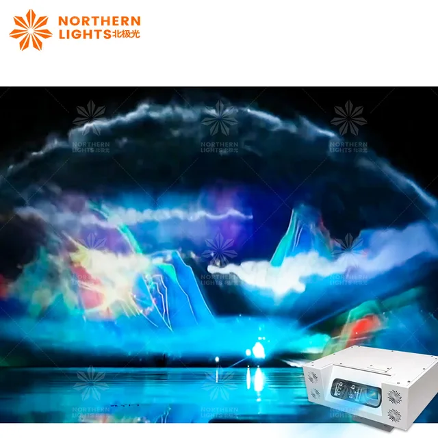 Northern Lights Lake Musical Fountain Water Screen Show Movie Fog Screen Projection 3D Mapping With System