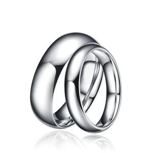 Classic 6mm 8mm High Polished Silver Plain Customized 316L Stainless Steel Ring Men Rings Jewelry