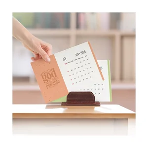 Low Price Custom Mini Desktop Calendar Monthly Pu Leather Card Base Planner English Arabian Bible Verses Calendars With Stickers