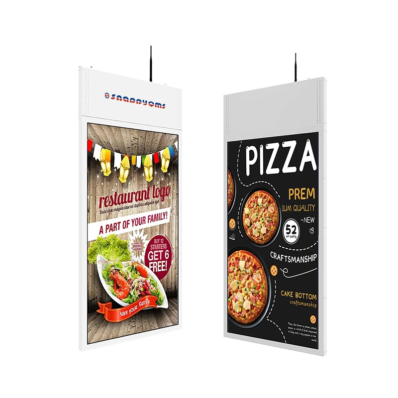 Custom 43 Inch Ultra Thin Android 4k Advertising Display Hanging Double Sided Lcd Digital Signage