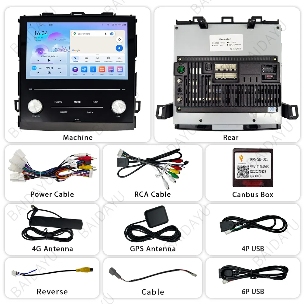 Baidayu Android 13 Car Radio for Subaru Forester XV 2018 Multimedia Player GPS Navigation 8 Inch With Buttons Carplay