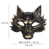 Máscara de lobo con adornos dorados y negros whddg21724