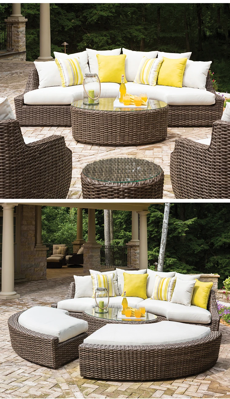 Outdoor Rattan Big Bed Outdoor Balcony Chair Round Bed Courtyard Garden Openair Round Sofa Bed