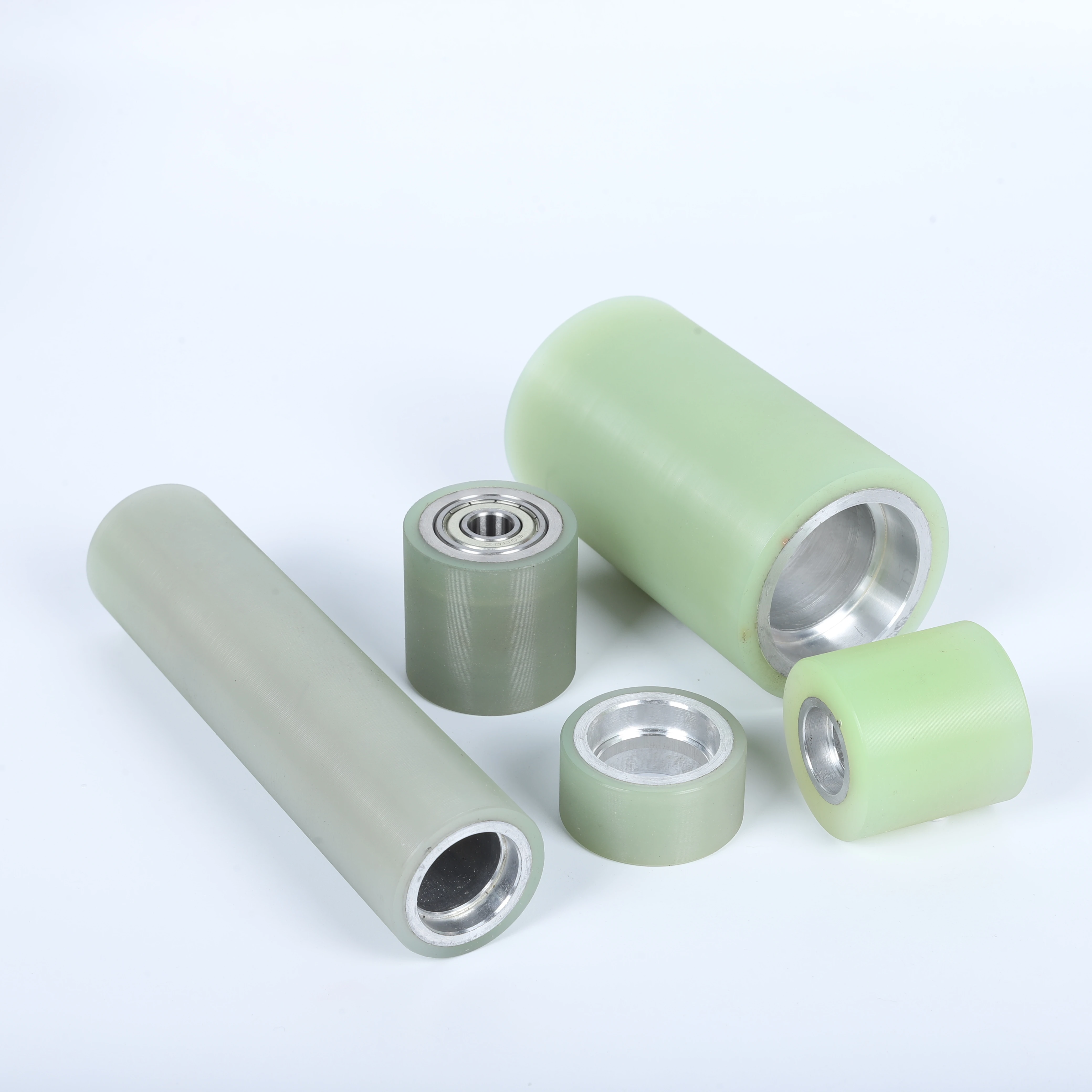Precision PU Rollers with Rubber Coating Cutting Service for Packaging Machinery Conveyor System Polyurethane Rubber Wheel