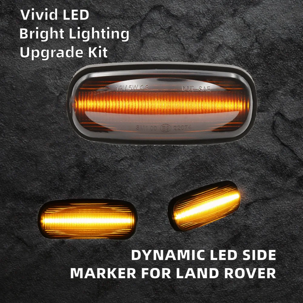 product dynamic led side repeater indicator light for discovery defender td5 new 6000k flowing color marker lamp 25w 6000lm-3