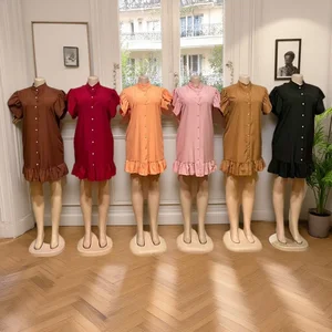 Wholesale Summer New Fashion Casual Loose Single-breasted Sleeveless Elegant Solid Color Dress