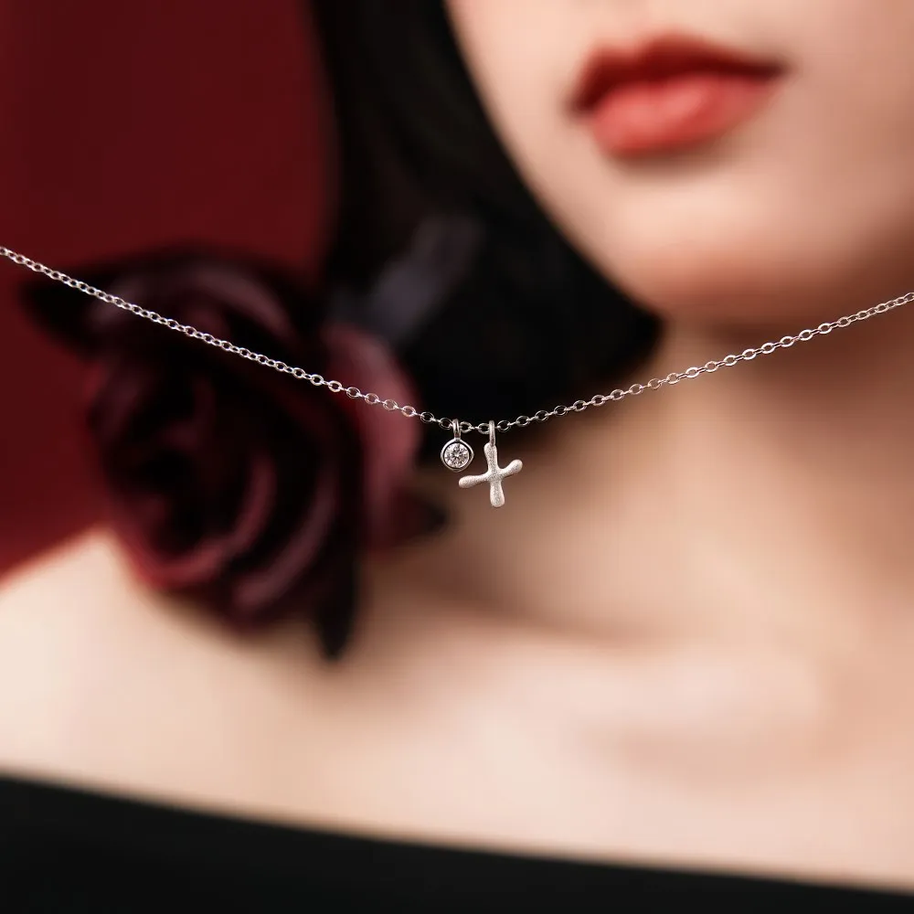 KAKODIY Rhodium Plated -X- Initial Necklace Women's 5A Cubic Zirconia Initial Necklace Letter Pendant Jewelry detail 3