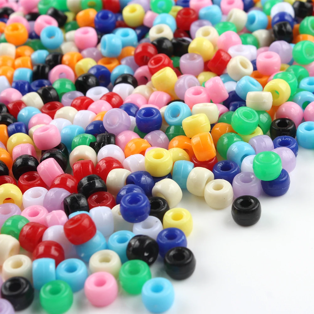 Wholesale DIY-friendly Mix Color Large Hole Acrylic & Plastic Pony Beads Colored Beads for Creative Projects