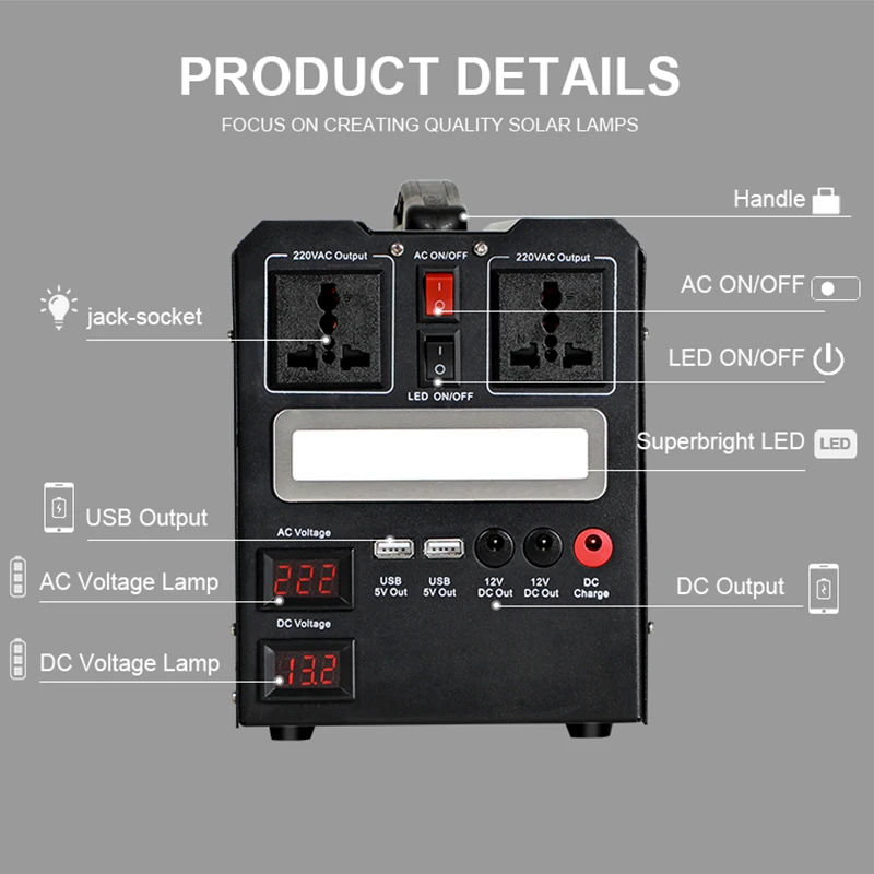 ALLTOP High Efficiency Solar Power Bank Outdoor Portable Solar Generator 500w 1000w Home Solar Power System