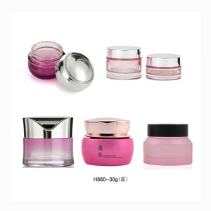 Custom pink Round Cosmetic Jar Container Cream Glass Jars