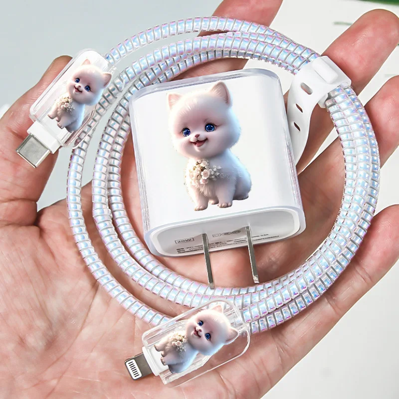 Cute pet dog cat soft TPU for iPhone data cable charger protector case