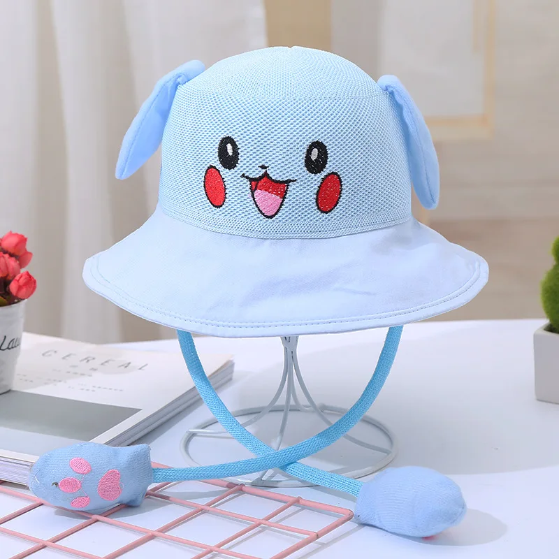 Spring and Summer Rabbit Moving Ears Bucket Hats Sunshade Protection Knitted Cotton Bucket Hat