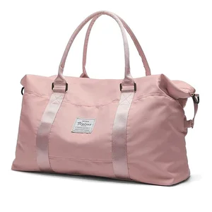 Pink Sports Tote Gym Bag Shoulder Overnight Weekender Bag Travel Duffel Bag for Women