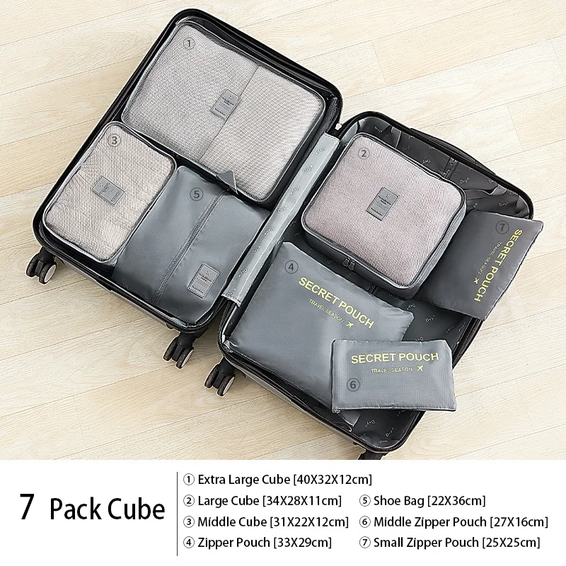 Waterproof Compression Packing Cubes Set Foldable Travel Luggage Organizer Clothes Wholesale Price