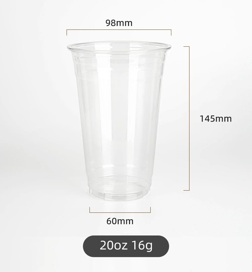 Custom logo 9 10 12 14 16 18 20 22 24 oz Bear clear Cups Disposable PET Cold Drink Cups Ice Coffee Plastic Cups with Lids