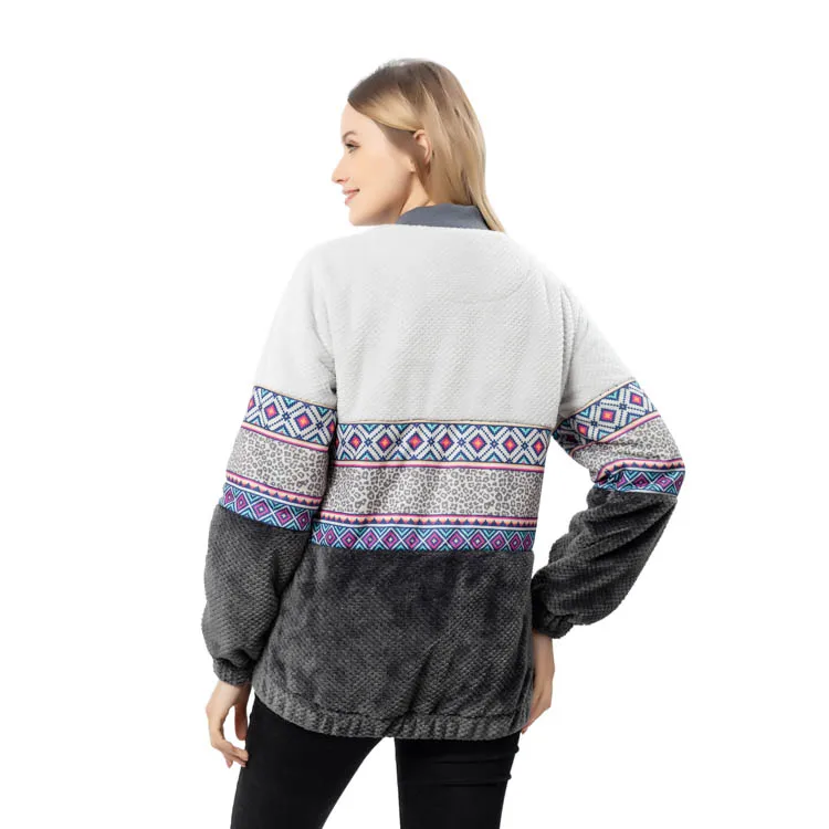 aztec fleece pullover women's