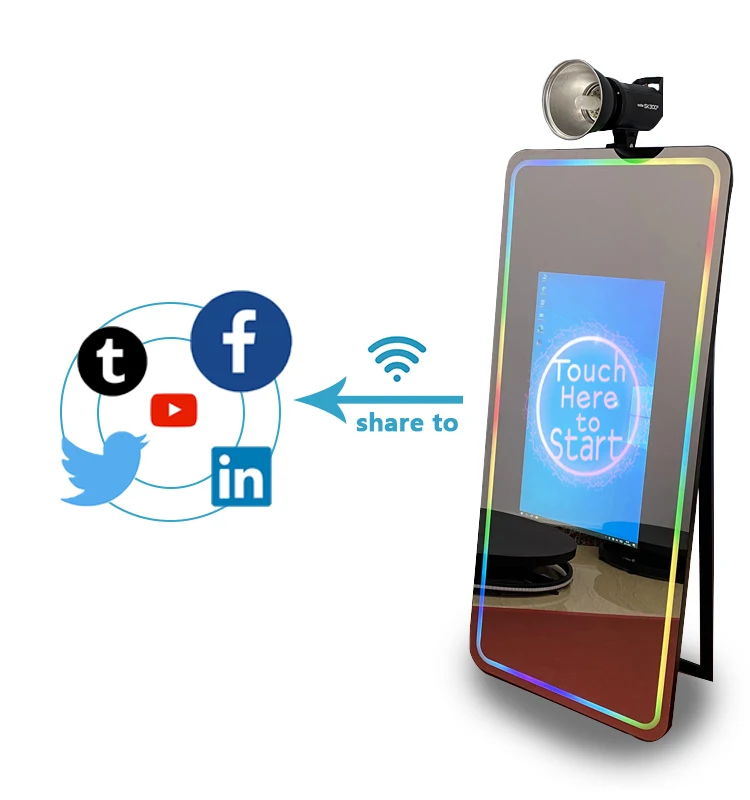 2023 Newest Mirror Photo Booth Selfie Led Frame Portable Touch Screen Magic Mirror Photo Booth 1403