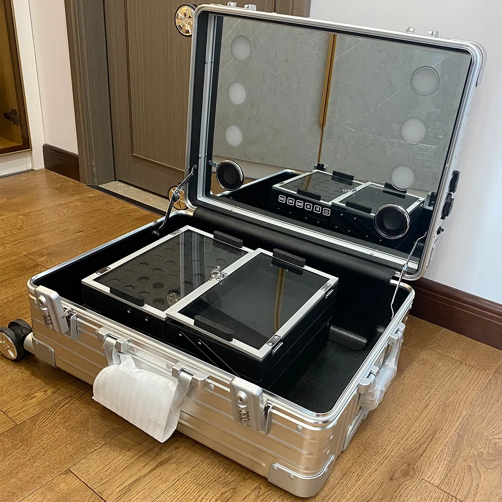 Professioneller Make-up-Trolley Mit LED-Licht & Bluetooth – Mobiler Kosmetikkoffer