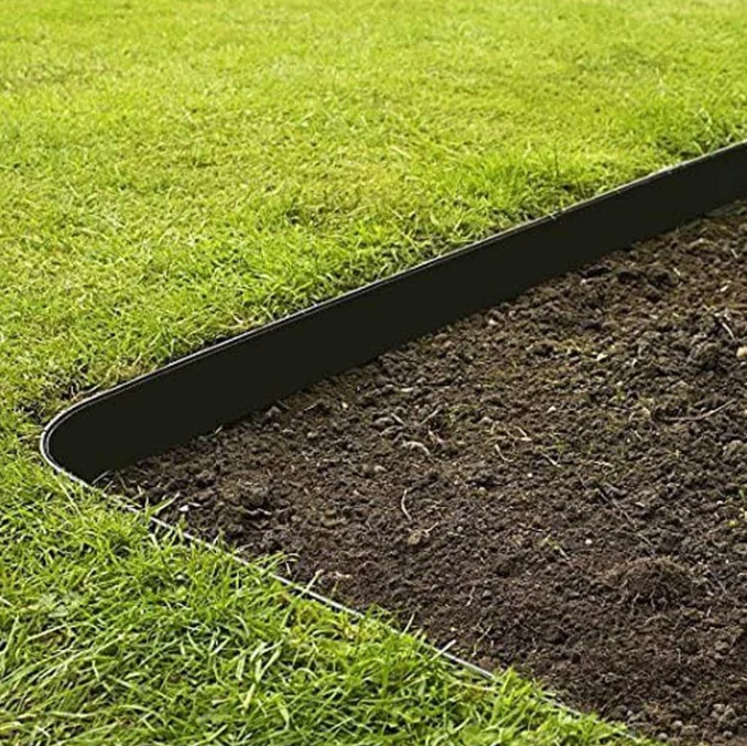 Terrace Board Landscape Coiled Edging Grass Barrier Bender Board Flower Bed Vegetable Garden Borders with 12 Stakes