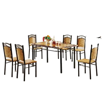 Modern Design Home Furniture Dining Room Set (1+4) Metal Dining Tables Round Dining Table Set