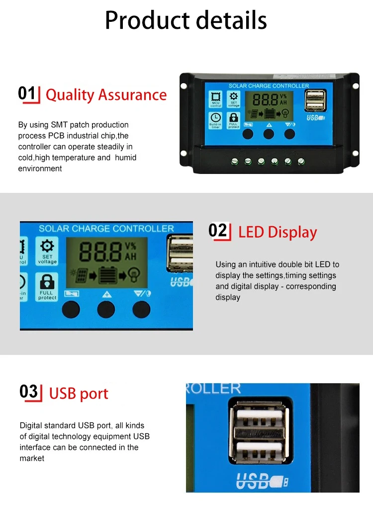 The best selling high quality solar controller 10A-60A mini simple solar charge controller with LCD display