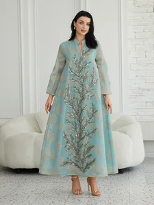 Clothing Manufacturer New Women's Dress Middle East Muslim Embroidery Sequin Robe Elegant Women's Dress Plus Size Dress