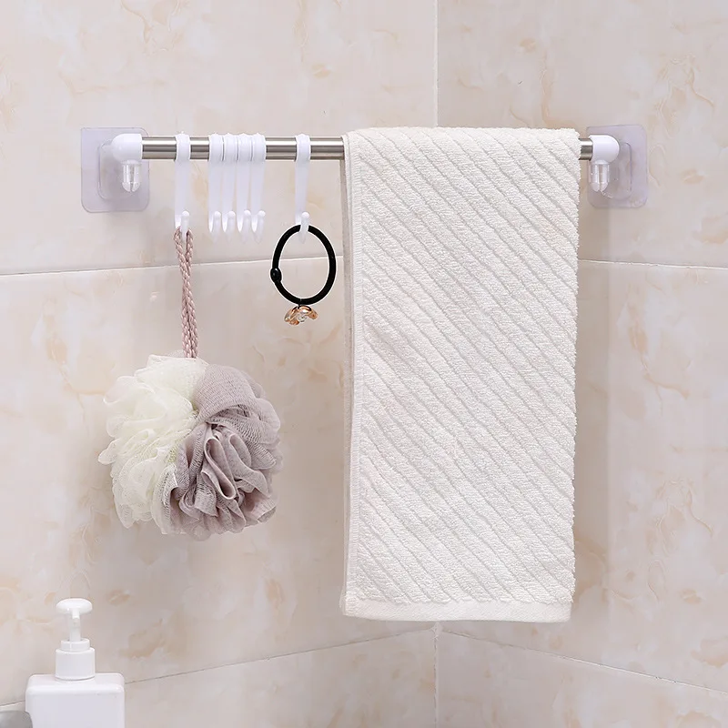 Traceless dual-use towel rack strong wall stick nail free bath towel rack wall hanging free punching factory