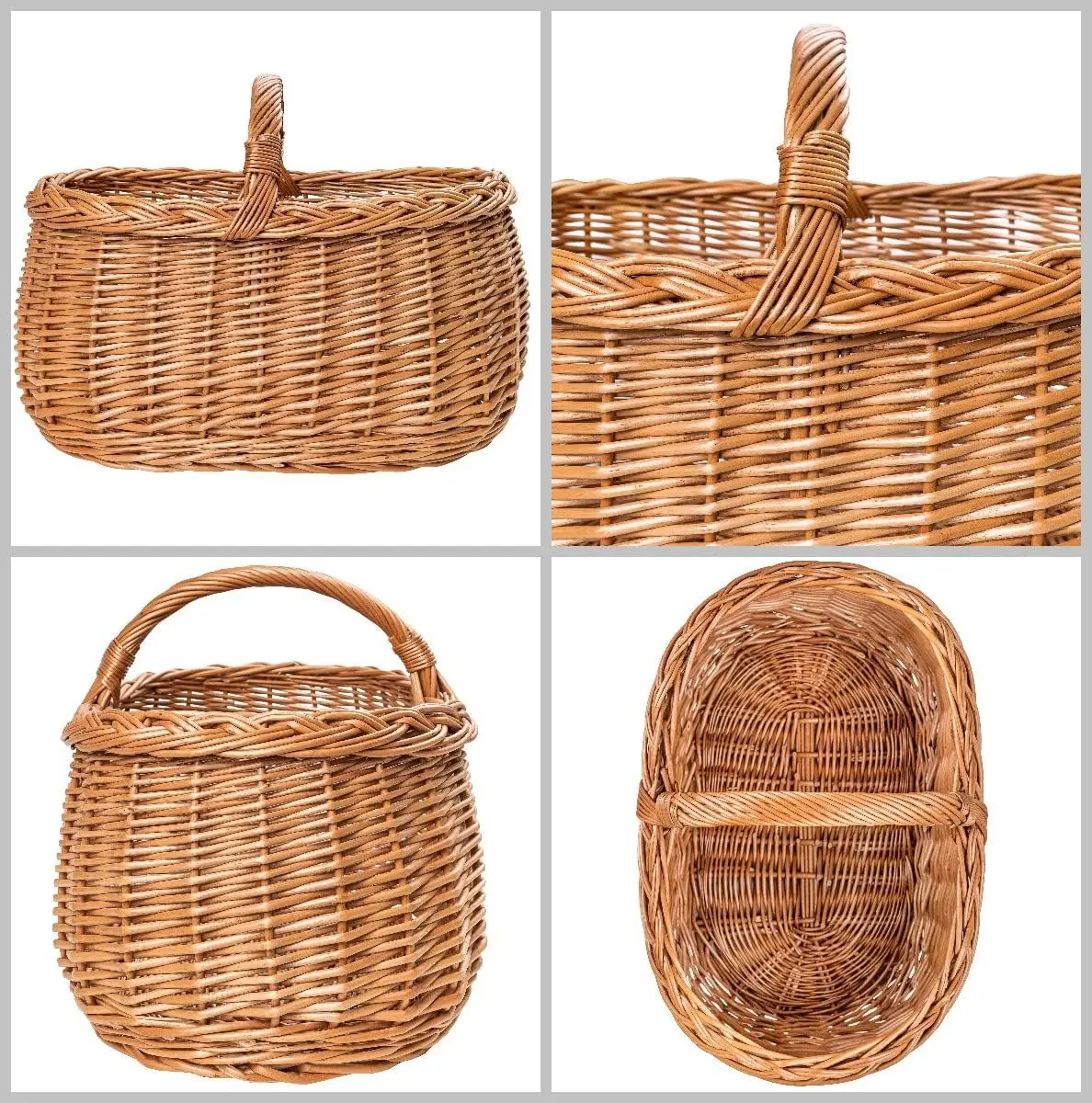 JY Creative Home Large Wicker Picnic Basket with Handle Shopping Basket Braided Holiday Empty Gift Willow Basket With Handle
