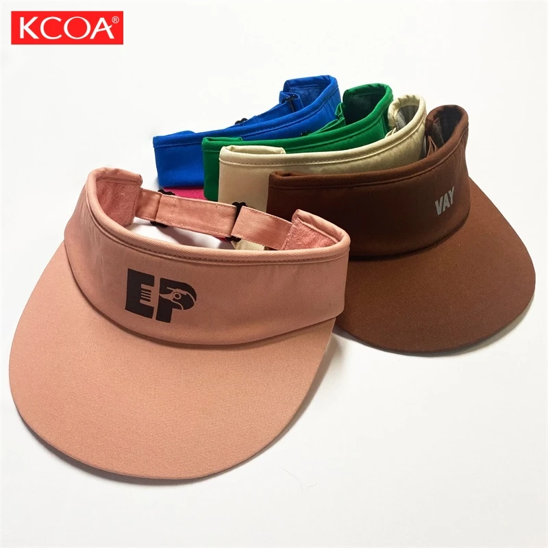 Custom 3D Embroidery Sun Sports Cotton Plain Visor Outdoor Tennis Golf Adjustable Sun Visors Hats for Women Men