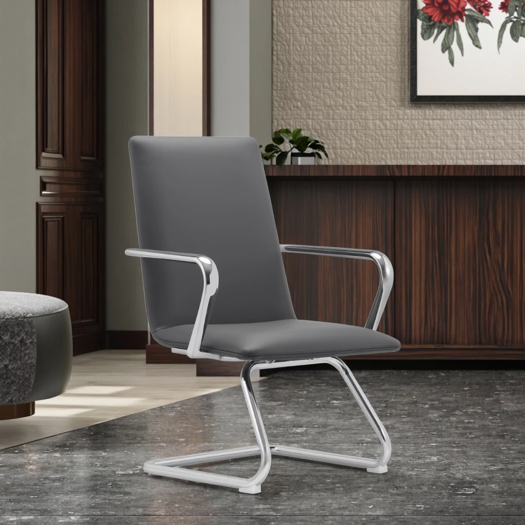 Modern Leather Executive Reception Chair with Steel Base Adjustable Height for Hotel Lobby Furnishing 3