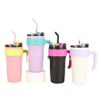 Cross-Border Classic Design Stainless Steel Tumbler Gradient 316 Handle High-Value Portable Vacuum Cup New Straw Ice Bully Gift