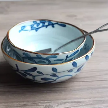 Ceramic bowl Japanese rice bowl dessert hook rattan series snack retro-style soup lotus porridge small noodle bowl