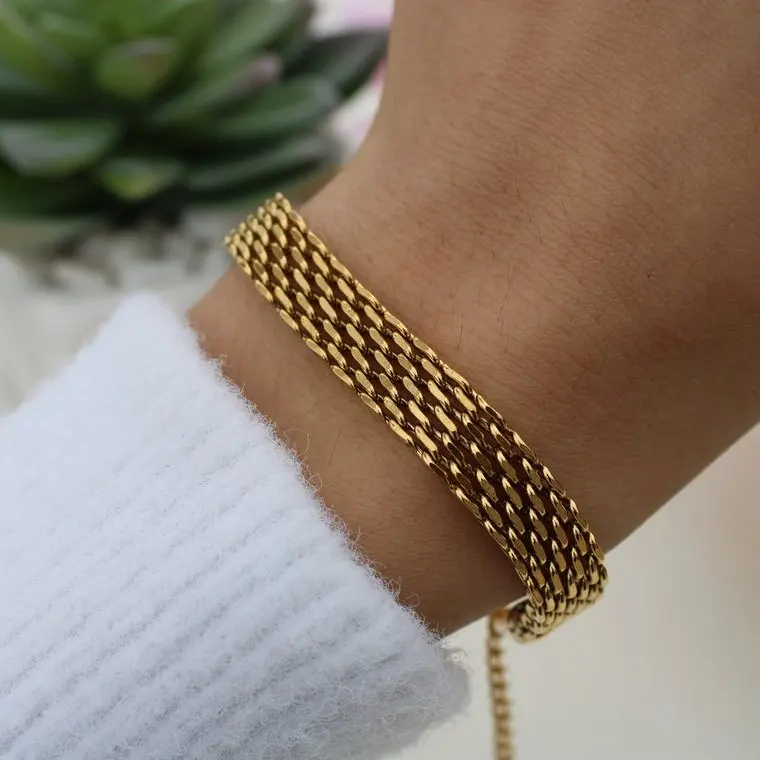 Nuova Collana Placcata Oro 14K Catena Spina Di Aringa Da 4 Mm