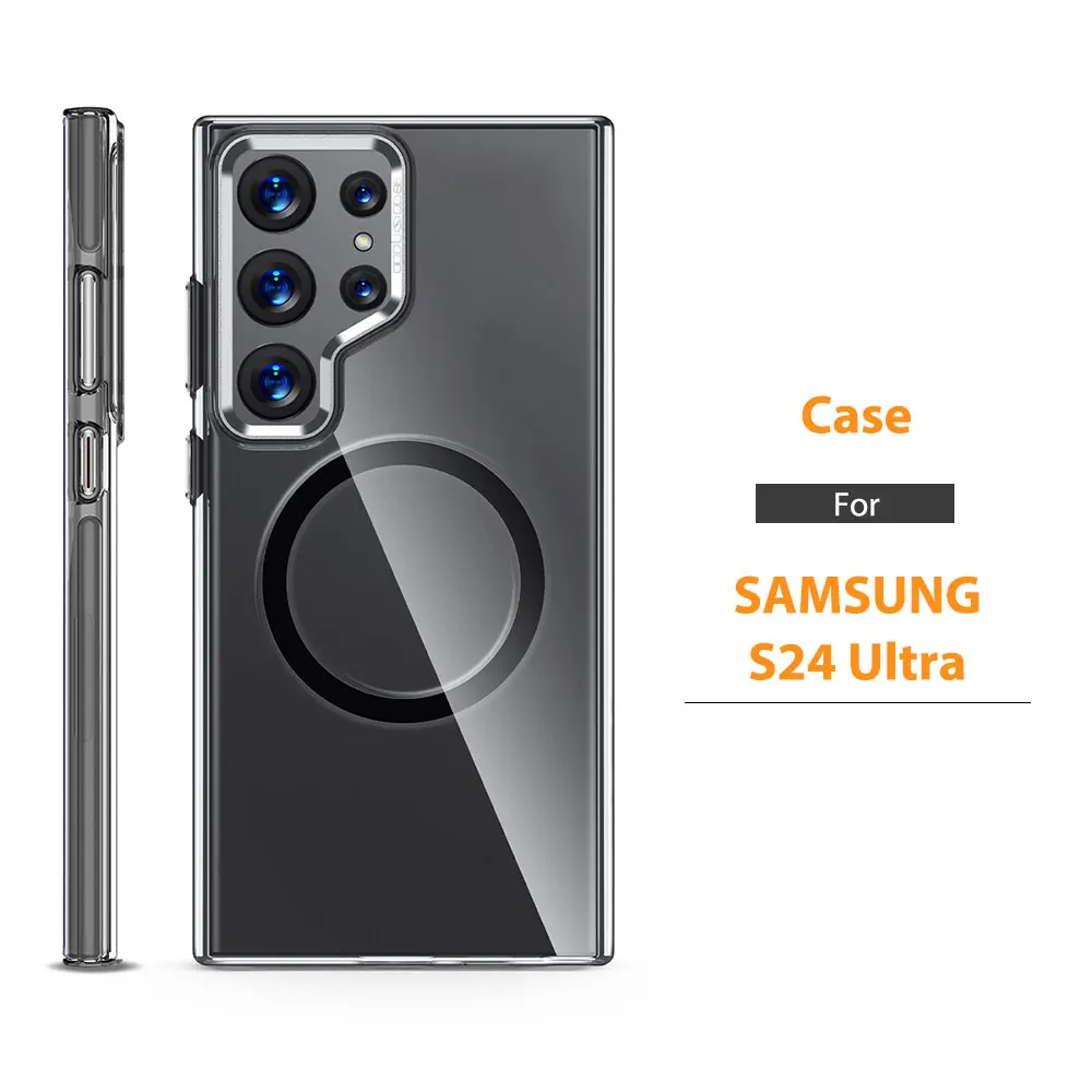 Clear Case For Samsung Galaxy S24 Plus Ultra S24+ Camera Protector Magnetic Ring Phone Transparent Hard Pc Airbag Wls83 Wlons