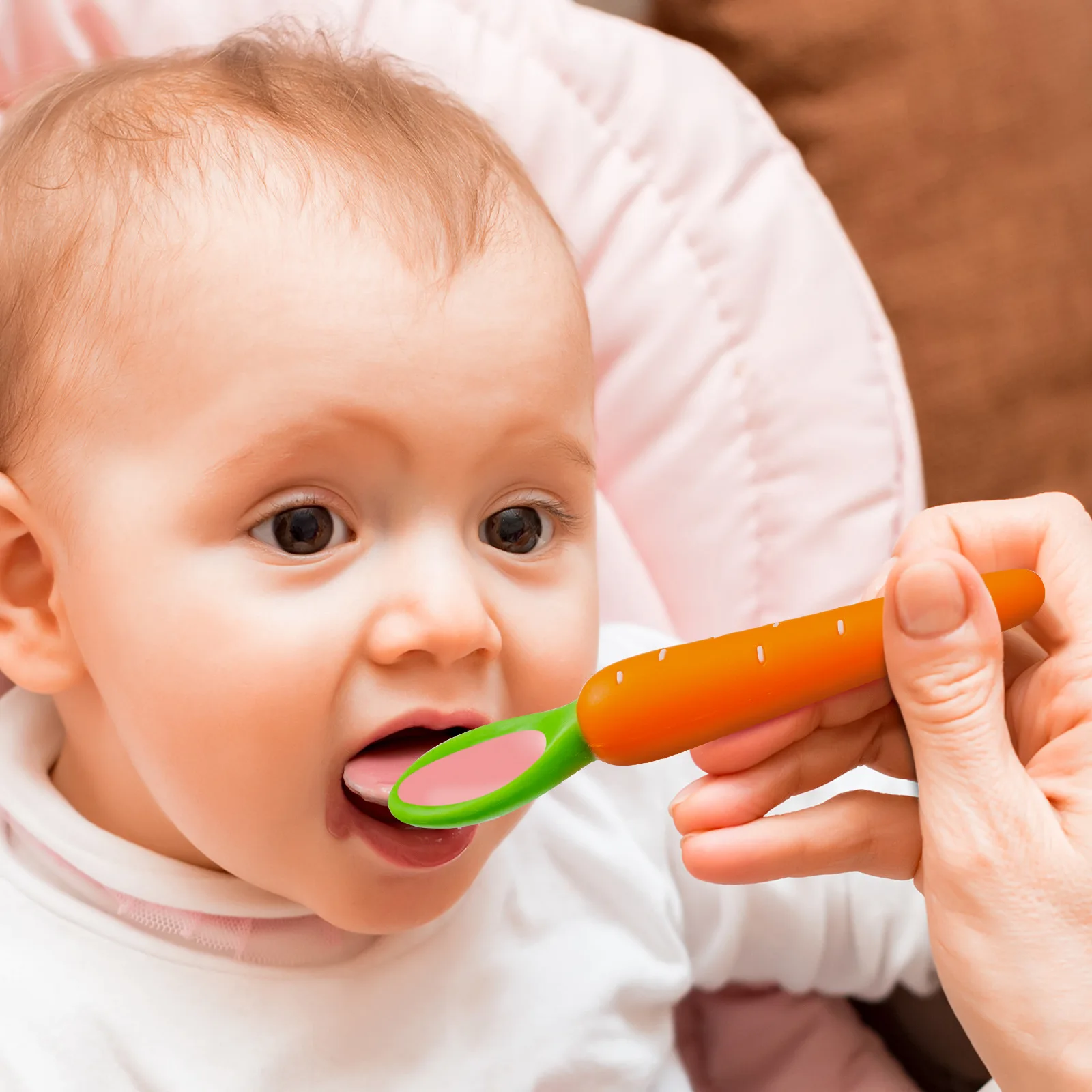 New Design Food Grade Baby Silicone Carrot Corn Avocado Kids Spoon And