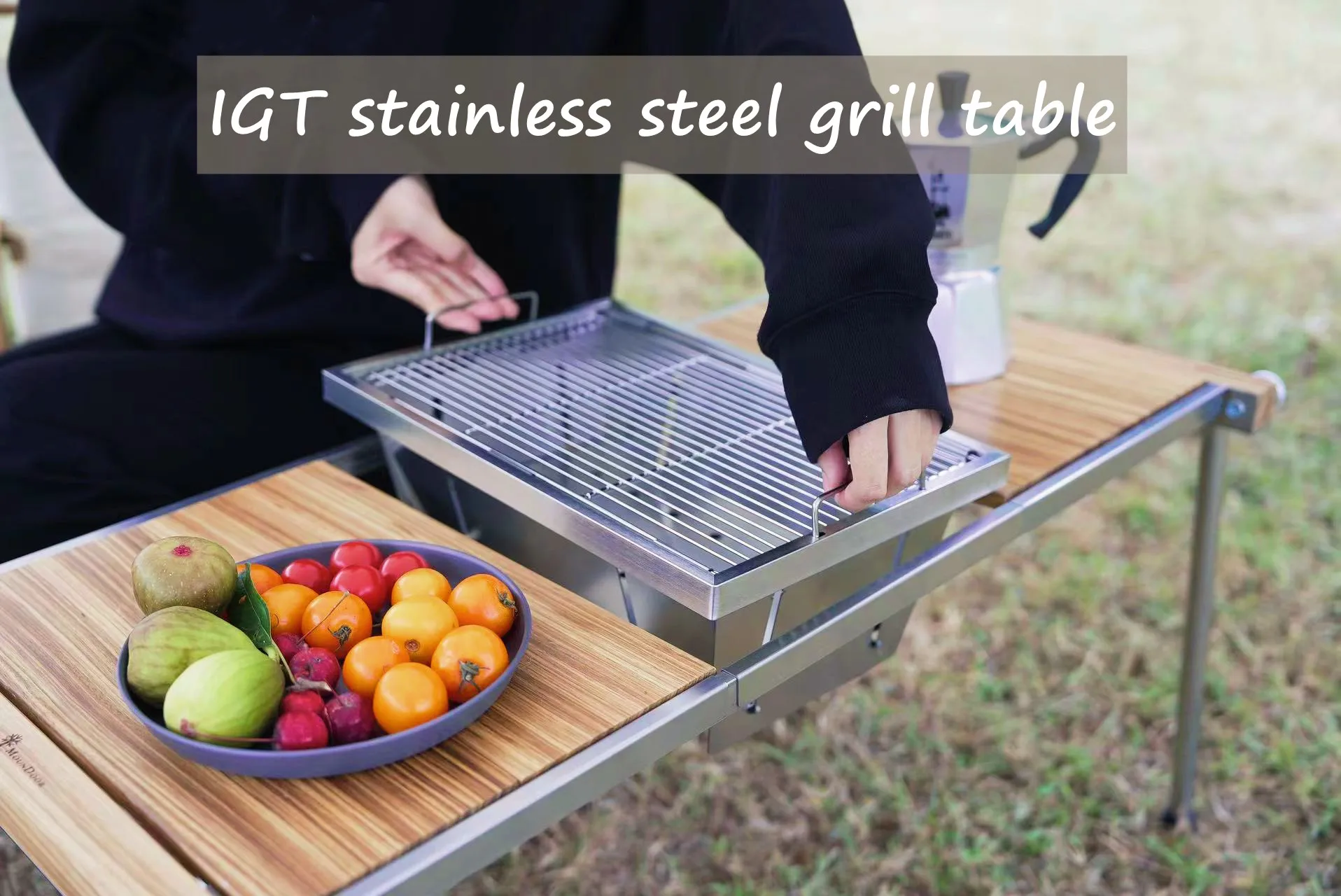 Qcoem Korean Igt Bbq Grill Table Outdoor Camping Folding Table Portable