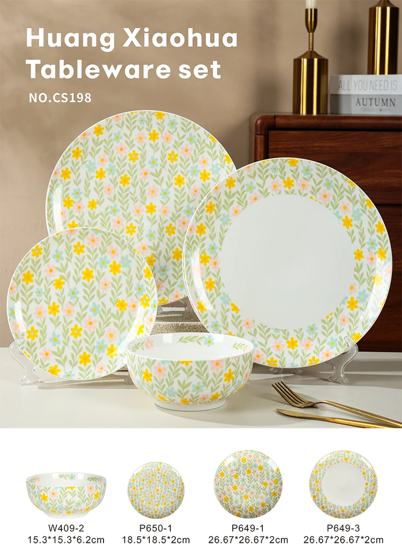 product wholesale porcelain round shape serving wedding party plate dinnerware flower pattern design porcelain ceramic dinner set-1