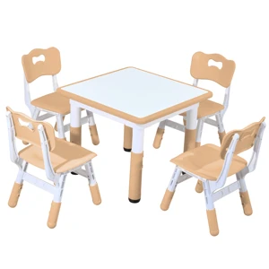 Cheap Multi-color Modern Design Furniture Children Activity 60*60cm Table Plastic Adjustable 4 Chairs