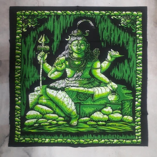 New 2024 Wall Decor Hindu Gods Shiva Printed Cotton Batik Wall Hangings