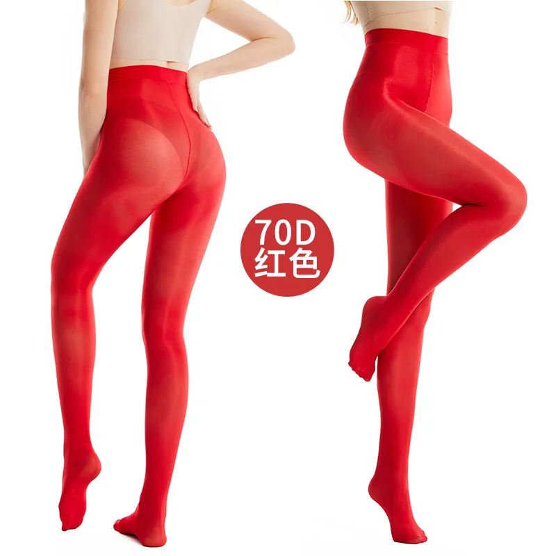 70d Oil Reflective Shiny Oil Pantyhose Solid Color Women Glossy