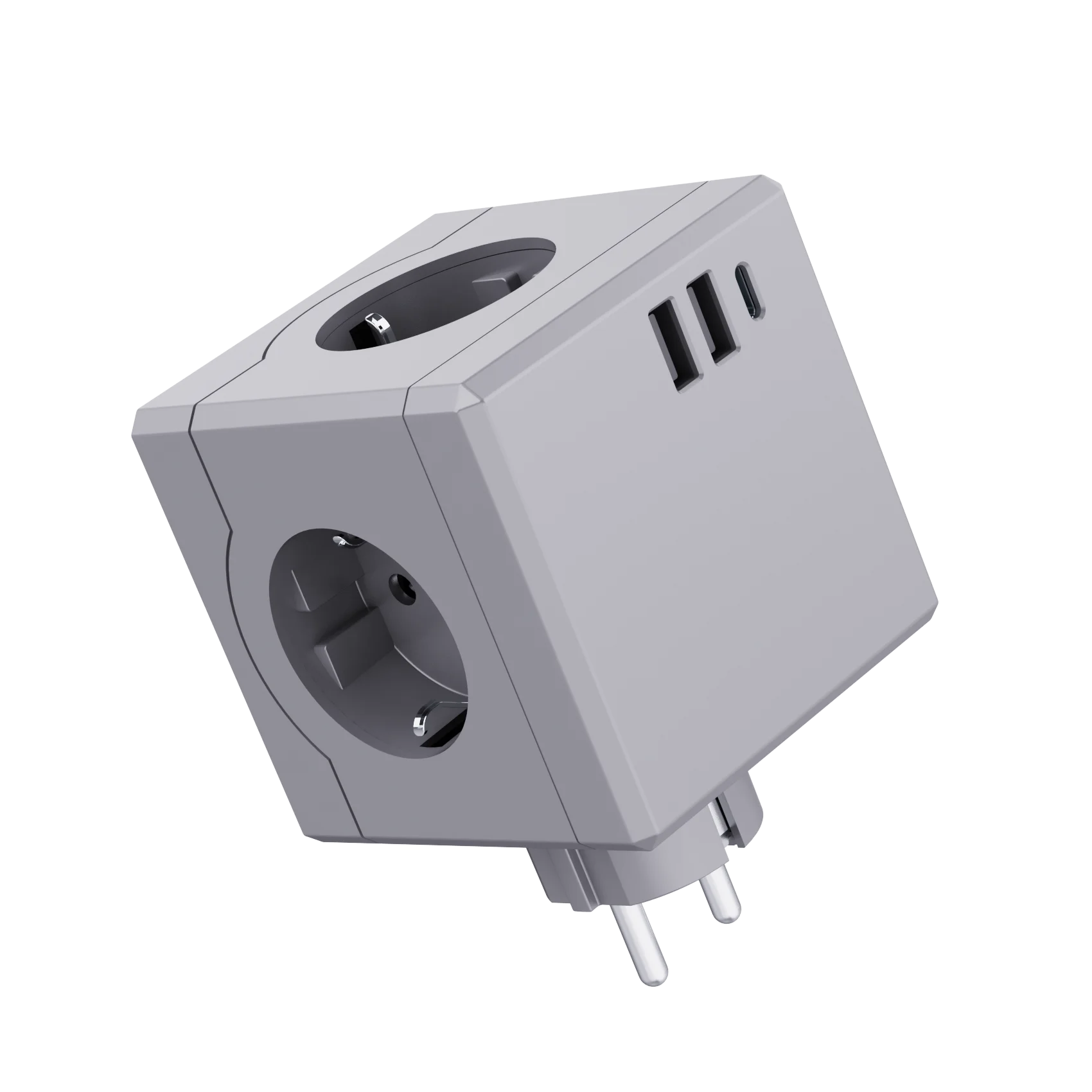 EU Cube Adapter 250V/16A 6-in-1 Customizable Colors 3 AC Outlets Cube Power Socket Strip EU with Usb Plug 2 USB a 1 Type C