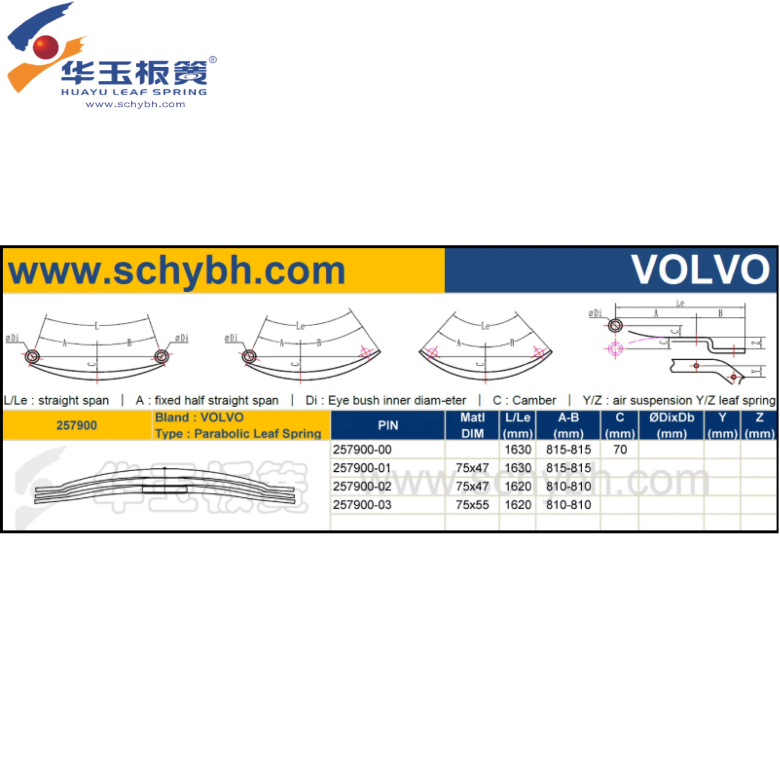 铁瓶 257900 Compatible Leaf Spring for VOLVO Heavy Duty Trucks